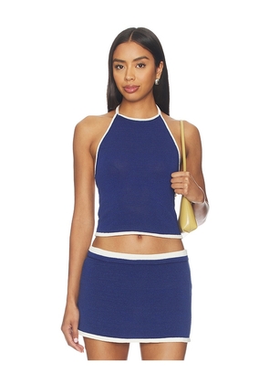 SEROYA Zava Knit Top in Blue. Size XXS. Also in XS, S, M, L, XL.
