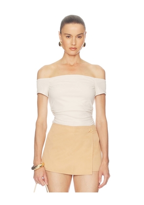 Susana Monaco Off Shoulder Short Sleeve Top in Ivory. Size XS. Also in S, M, L, XL.