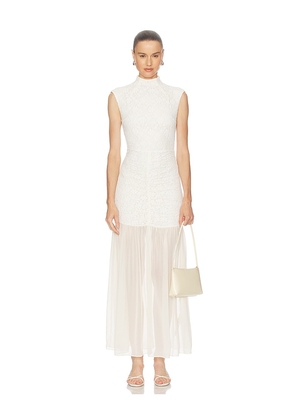 ROTATE Lace Ruched Maxi Dress in White. Size 32. Also in 34, 36, 38, 40, 42, 46.