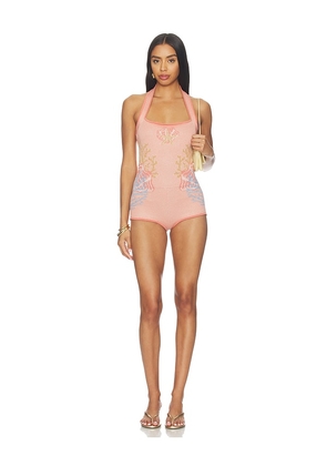 retrofete Avielle Knit Romper in Pink. Size XS. Also in S, M, L, XL.