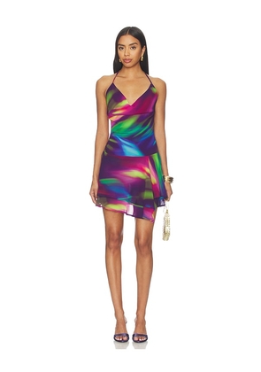 Runaway The Label Amika Cowl Handkerchief Mini Dress in Purple. Size XS. Also in S, M, L, XL.