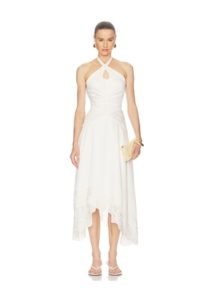 AMUR Romee Embroidered Maxi Dress in White. Size 00. Also in 0, 2, 4, 6, 8, 10, 12.