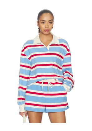 YEAR OF OURS Striped Cotton Jersey Rugby Pullover in Red,Blue. Size S. Also in XS, M, L.