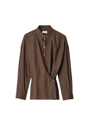 Shirt with twist detail straight collar