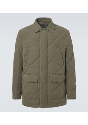 Canali Leather-trimmed quilted puffer jacket