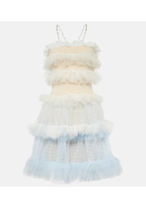 Susan Fang Ruffled sheer tulle minidress