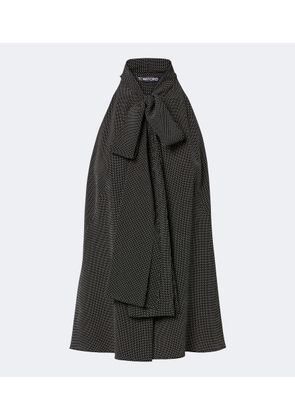 Tom Ford Polka-dot tie-neck silk crepe de chine top