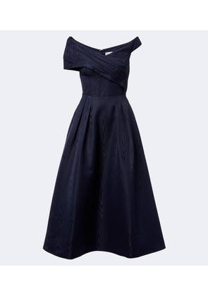 Rebecca Vallance Sapphire asymmetric off-shoulder midi dress