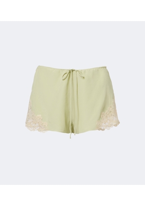 De La Vali Elia lace-trimmed crepe de chine shorts