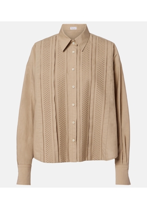 Brunello Cucinelli Embroidered cotton-blend shirt