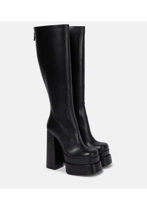Versace Leather platform knee-high boots