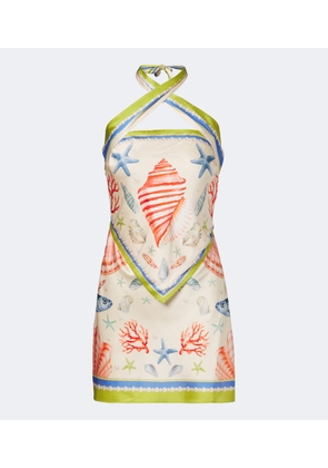 Retrofete Cable printed silk-blend halterneck dress