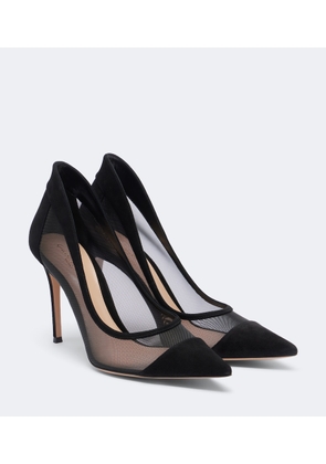 Gianvito Rossi Mesh and suede pumps