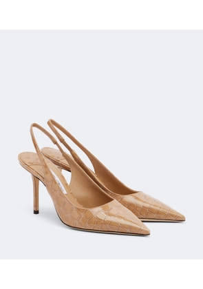 Jimmy Choo Love croc-effect leather slingback pumps