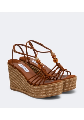 Jimmy Choo Lemi embellished suede espadrille wedges
