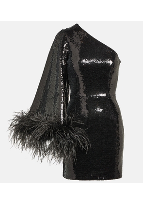 Rebecca Vallance Nika sequined feather-trimmed minidress