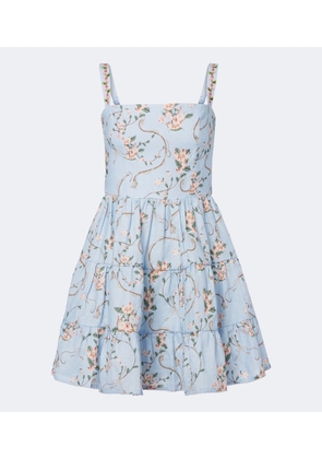 Agua by Agua Bendita Lima floral tiered linen minidress