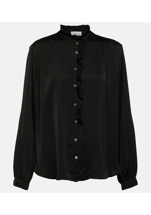Velvet Ruffled satin blouse