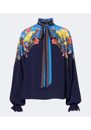 Etro Floral tie-neck silk habotai blouse