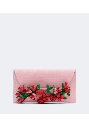Aquazzura Botanica applique raffia clutch