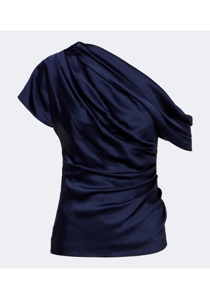 Simkhai Phoebe one-shoulder draped satin top