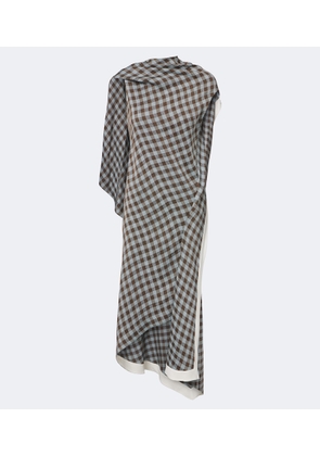Loewe Gingham asymmetric crepe midi dress