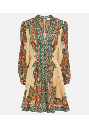 Zimmermann Ottie Plunge paisley linen minidress