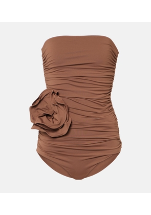 Magda Butrym Floral-applique ruched swimsuit