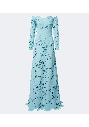Costarellos Off-shoulder floral guipure lace gown