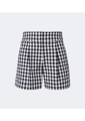 Veronica Beard Haina gingham pleated cotton shorts