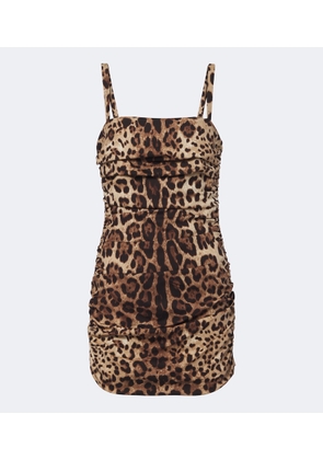 Dolce&Gabbana Leopard-print silk-blend charmeuse minidress