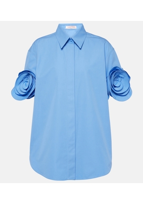 Valentino Floral-applique cotton shirt