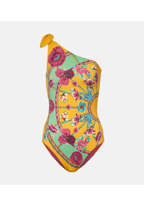 La DoubleJ Goddess floral one-shoulder swimsuit