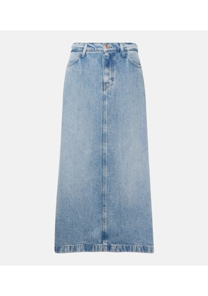 7 For All Mankind High-rise denim midi skirt
