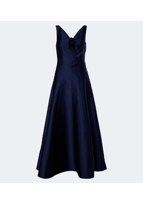 Roland Mouret Floral-applique taffeta maxi dress
