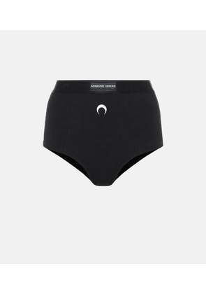Marine Serre Ribbed-knit stretch-cotton briefs