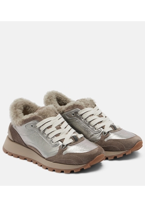 Brunello Cucinelli Monili shearling-trimmed leather sneakers