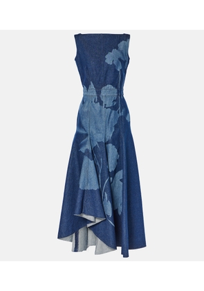 Erdem Printed floral denim midi dress