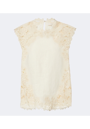 Ulla Johnson Amelie crochet-trimmed linen top