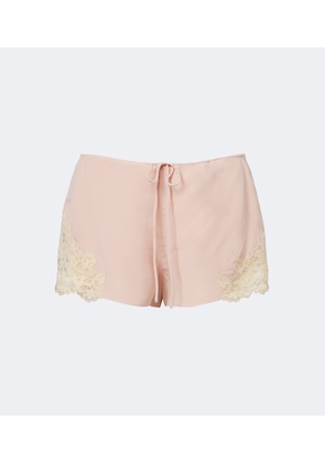 De La Vali Elia lace-trimmed crepe de chine shorts