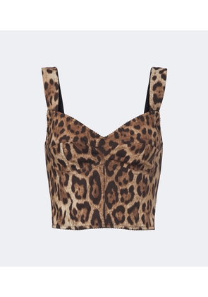 Dolce&Gabbana Leopard-print cotton-blend bustier top