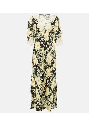 Rixo Simone floral satin midi dress