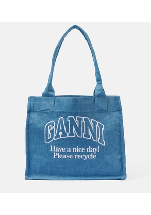Ganni Logo denim tote bag