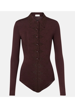 Magda Butrym Embroidered cotton-blend bodysuit