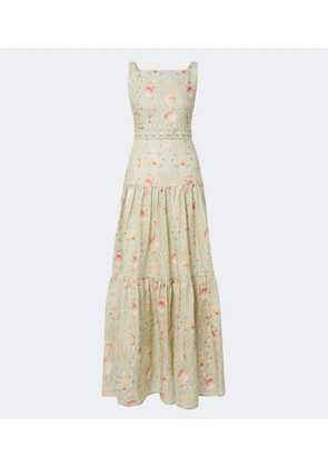 Agua by Agua Bendita Abeja printed tiered linen maxi dress