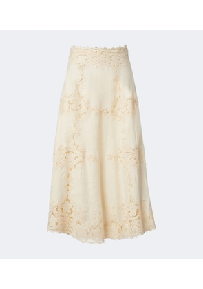Ulla Johnson Fleur crochet-trimmed linen midi skirt