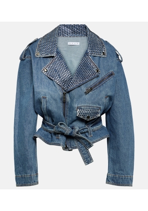 Area Crystal-embellished denim jacket