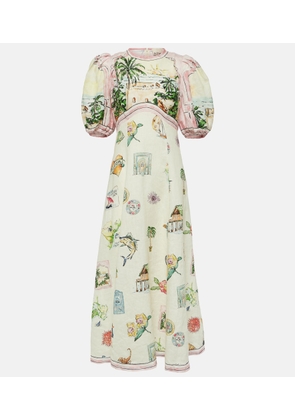 Alemais Sunset printed linen midi dress