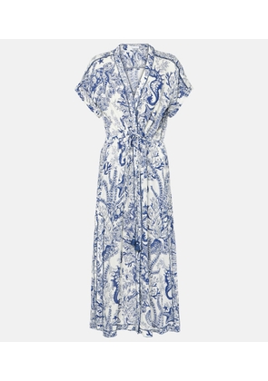 Poupette St Barth Mya floral pleated shirt dress