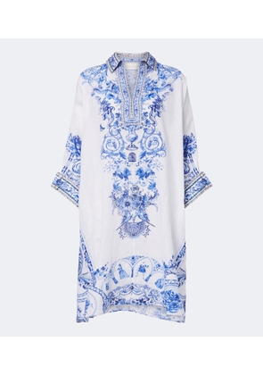 Camilla Floral crystal-embellished linen kaftan